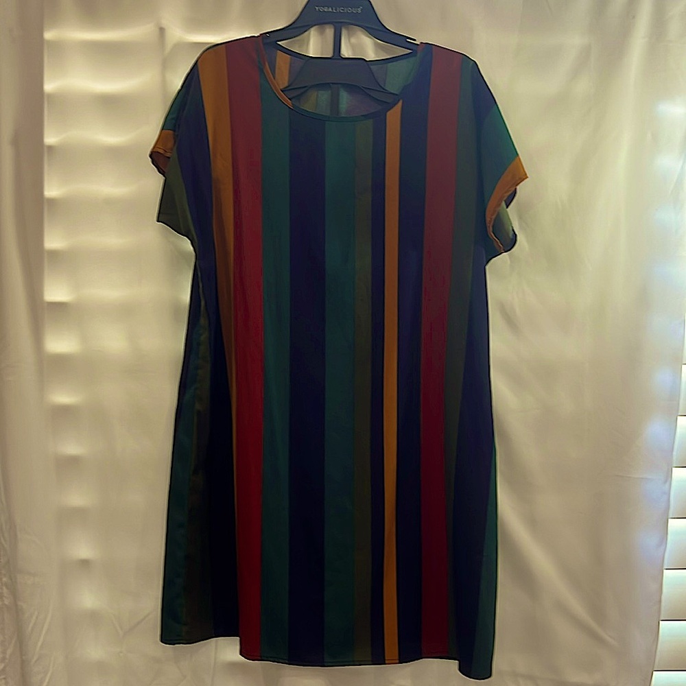 SHEIN Multicolor Striped Short Sleeve Dress